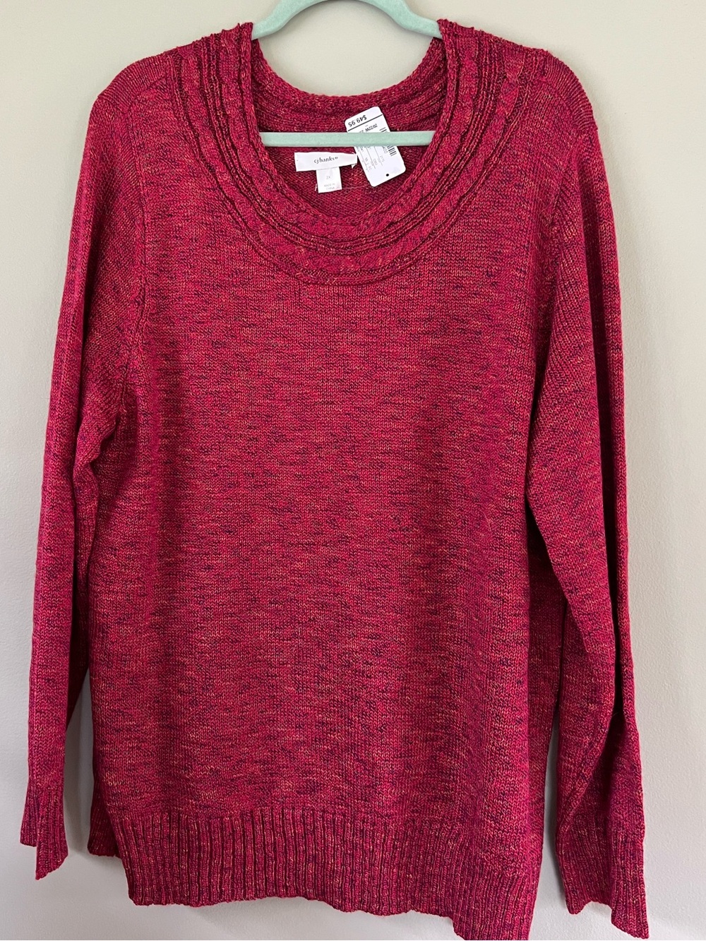 CJ Banks Red Sweater with Decrative Collar